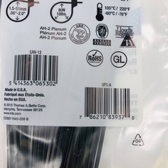 Thomas & Betts TY5232MX Cable Tie Ty-Rap 18lb 8in UV Black Nylon 500pk (.10/pc)