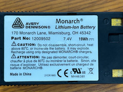 👀 AVERY DENNISON MONARCH PAXAR LITHIUM-ION BATTERY PACK 7.4V 12009502