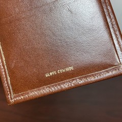 Vtg Wallet Bifold Brown Glove Cowhide Leather Striped Interior Accent Rips AS IS