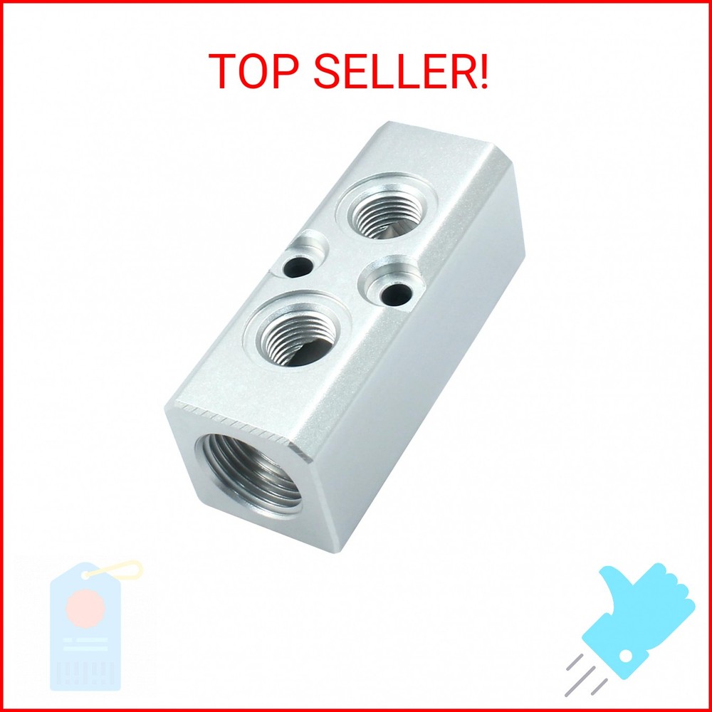 Litoexpe 2 Way Pneumatic Manifold Air Distribution Block, G1/2 Supply Port, G1/4