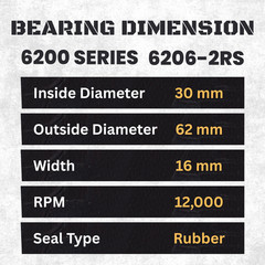 10 pcs BearMAX 6206-2RS 30x62x16mm Rubber Seal Deep Groove Ball Bearings 62062RS