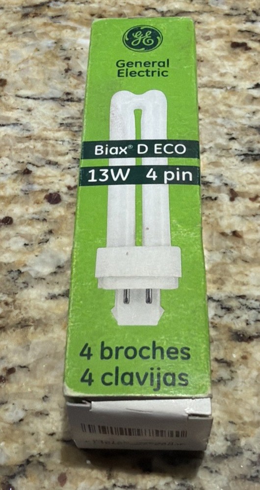 GE BIAX D ECO 13W 4-PIN FLUORESCENT LIGHT BULB G24q-1 BASE