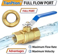 3/4 Inch Brass Ball Valve with Male to Female NPT Threaded Full Port & Long Hand