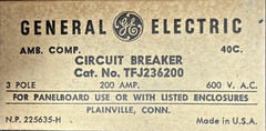 GE TFJ236200/NP-225641-B CIRCUIT BREAKER 200A 3P 600VAC