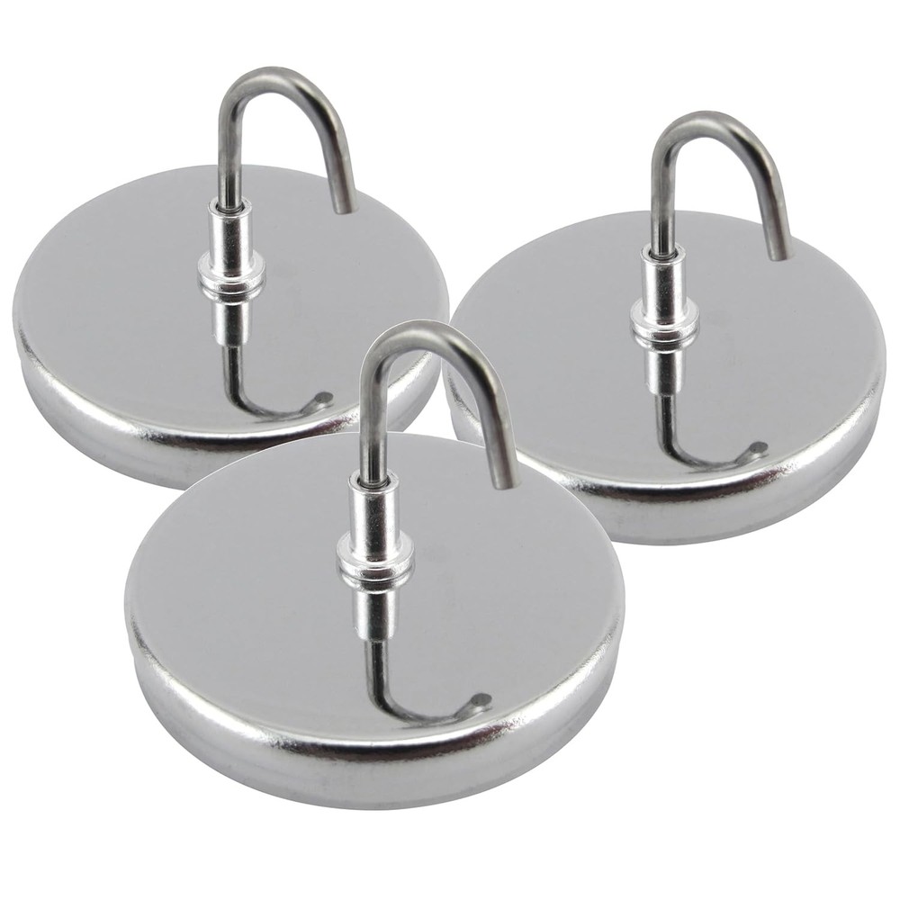 3 Pack Magnetic Handi-Hook, 20 Pounds, 2.04″ Diameter, Silver