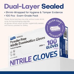 Supmedic Nitrile Exam Gloves, 3.5 Mil Powder-Free Small, Small (Blue Violet)