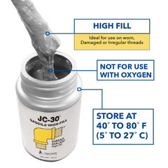 Thread Sealant JC-30, High-Fill for Extreme Temperatures, Metal & PVC Sealant fo
