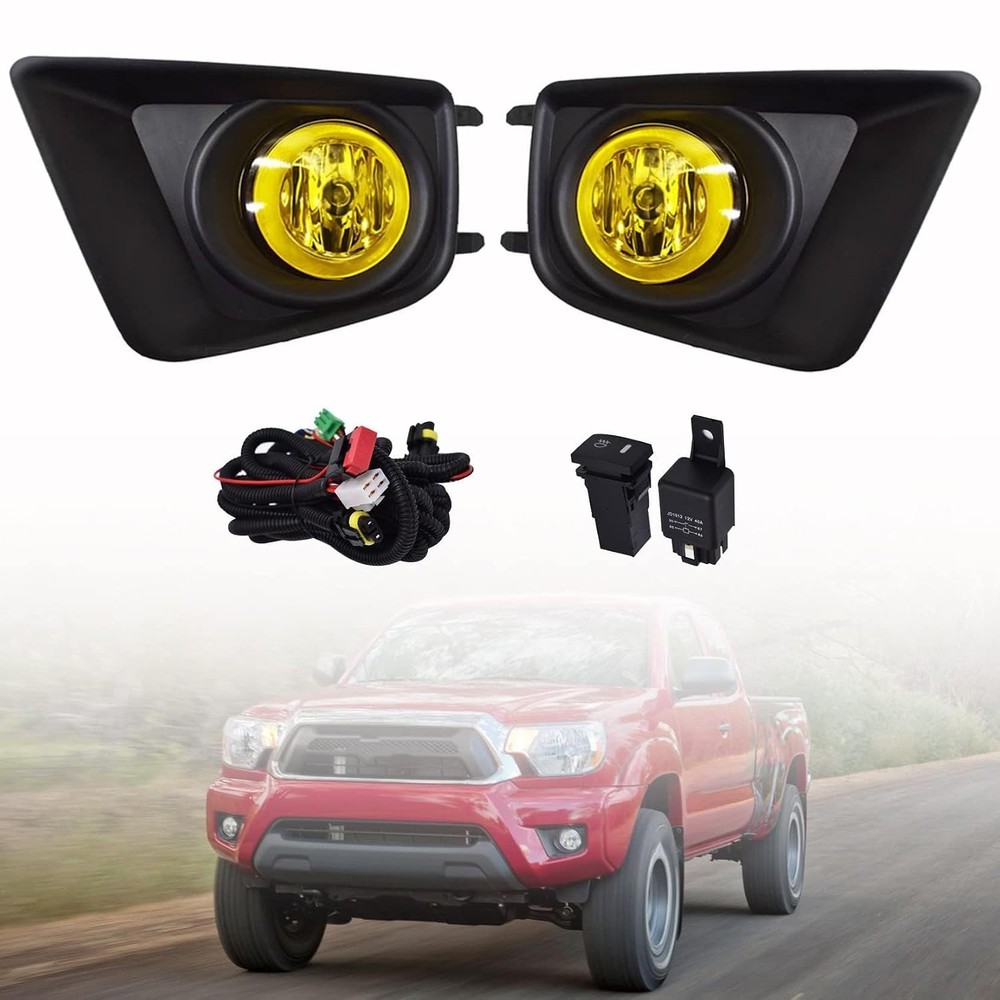 Amber Clear Lens Fog Light Assembly Kit with Switch Relay Harness Bezel