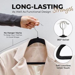 Velvet Non-Slip Clothing Hangers 50 Pack Black Gray Ivory