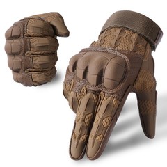 Touchscreen Anti-Slip Full Finger Gloves for Men Brown Large