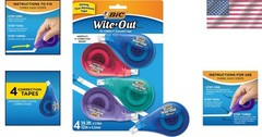 BIC EZ Correct 4-Count Correction Tape – Compact, Ergonomic, 39.3 Feet Total