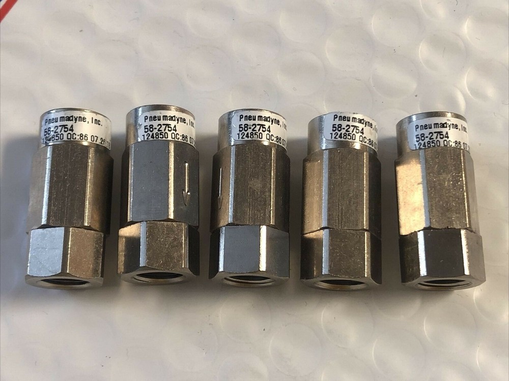 (5) Pneumadyne 58-2754 Pneumatic Check Valve (.5 Psi Crack/125 Max) 1/8″ FNPT SS