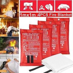 4 PACK FIRE BLANKET Fiberglass Hero 39”x39” Emergency Home Retardant Prepared