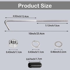 8-inch 304 Stainless Steel J Hook Battery Hold Down Bolts with Wing Nuts 2 PCS