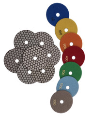 4″ Diamond DRY (73 Piece) Polishing Pad Grit 50 100 200 400 granite marble glass