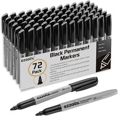 Permanent Markers Bulk 72 Pack Black Permanent Marker Set Fine Tip Waterproof Ma
