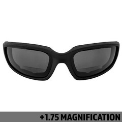Birdz Eyewear Oriole Bifocal Safety Glasses Padded Black Frame Smoke Lens +1.75