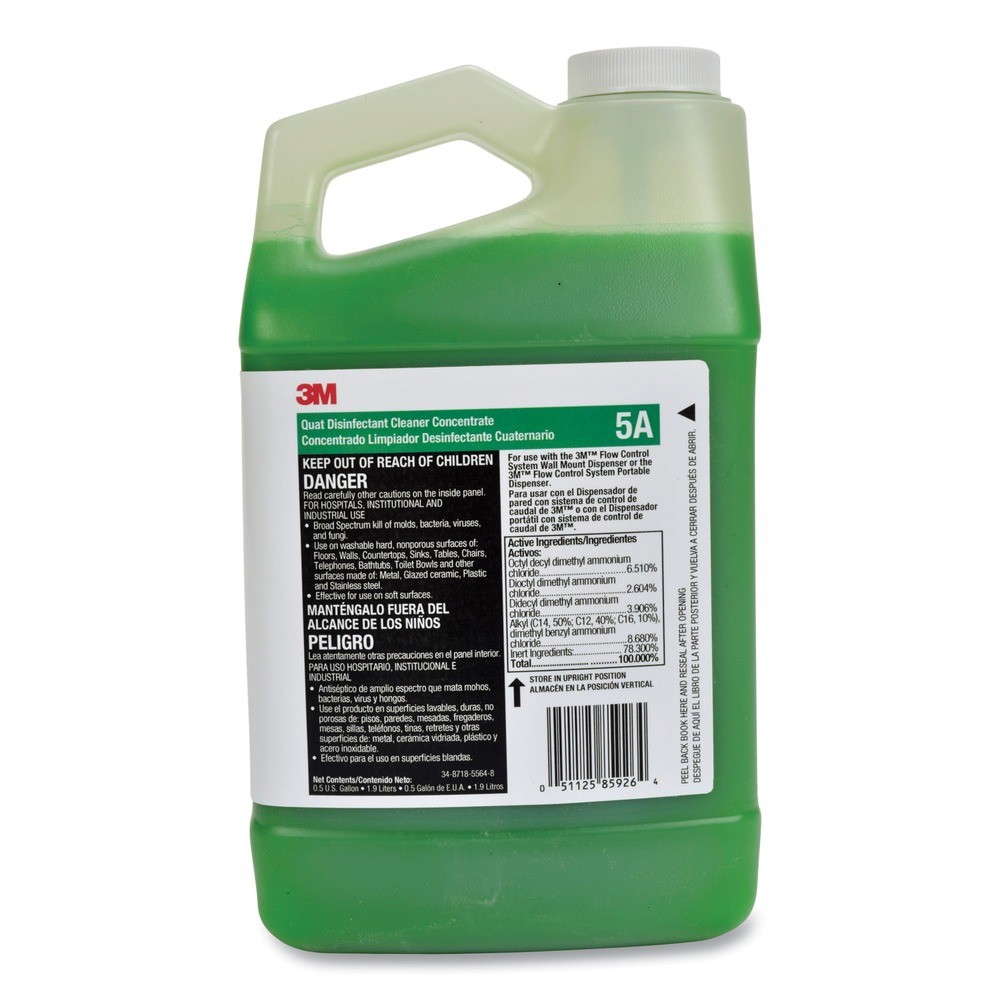 3M 5A 0.5 gal. Quat Disinfectant Cleaner Concentrate – Pleasant Scent (4/CT) New