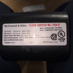 McDonnell & Miller FS4-3 General Purpose Liquid Flow Switch 160 PSI