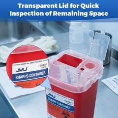 1/3/5Each JMU Ever Ready Sharps Container Waste Disposal 1 Quarts / 32oz – RED