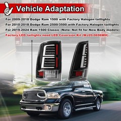 LED Tail Lights for Truck 1500 2009-2018 Matte Black Clear Lens