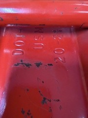 Vintage Steel BLITZ 2.5 Gal RED Gas Can USA DOT-5 L USMC 20-2 1/2-84 w/new Spout