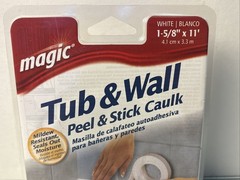 White Tub and Wall Peel and Stick Caulk Strip 1-5/8in x 11ft Seals Out Moisture