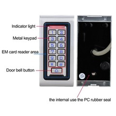 IP68 Waterproof RFID Access Control Keypad, Metal, WG26, 2000 Users, 10 Keyfobs