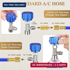 AC R1234YF Quick Couplers Adapters Set, R1234YF Self Sealing/Puncture Can Tap Va
