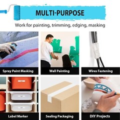 White Painters Tape Multi-Surface Tape, 1 in x 60 yards per roll, Easy to Remove