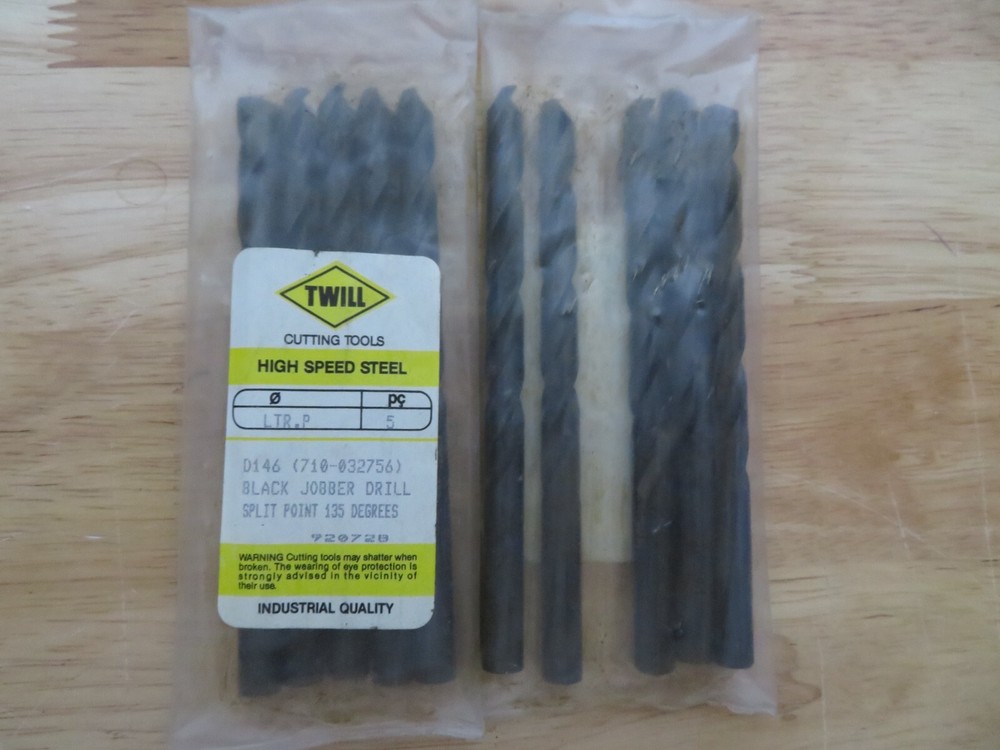 5 pcs TWILL Jobber Length Twist Drills Letter D Split Point 135 Degrees Brazil