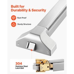 Uimoso Push Bar Exit Device with Dual Locking Bolt for 31″ Doors