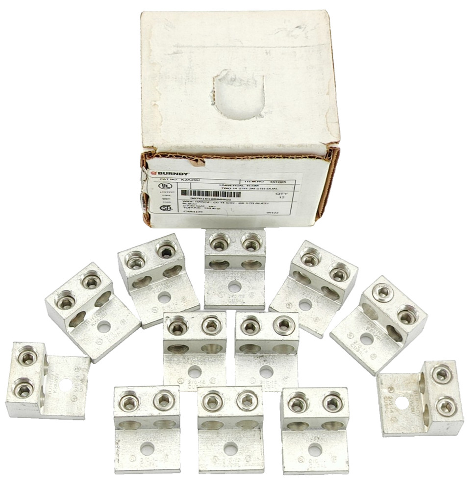 NEW Box of 12 Burndy K2A26U Two Conductor Aluminum Mechanical Lugs 391005