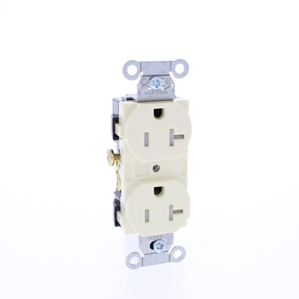 Hubbell CR20ALTR Almond 20A Tamper Resistant Duplex Receptacle 5-20R Commercial