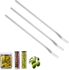 3 PCS Stainless Steel Pickle Fork, 8.6 Inch Long Handle Olive Fork, Cocktail