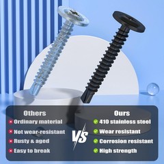 #10 x 5/8 Inch 410 Stainless Steel Self Drilling Screws Metal Black Zinc 150 PCS