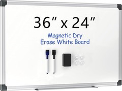 36″ x 24″ Magnetic Whiteboard for Wall, Dry Erase Board with Silver Aluminum …