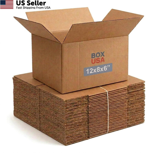 BOX USA Small Shipping Boxes 12″L x 8″W x 6″H 12x8x6″ (25-Pack), Kraft Brown