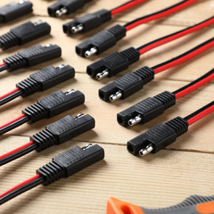 16 Pack SAE Connector 12 Inch 14 AWG Copper Wire 2 Pin Single Plug Connector