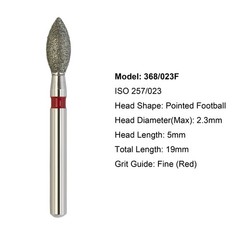 Multi-Use Dental Diamond Burs 368/023F FG Football Fine Grit Bur Friction Grip