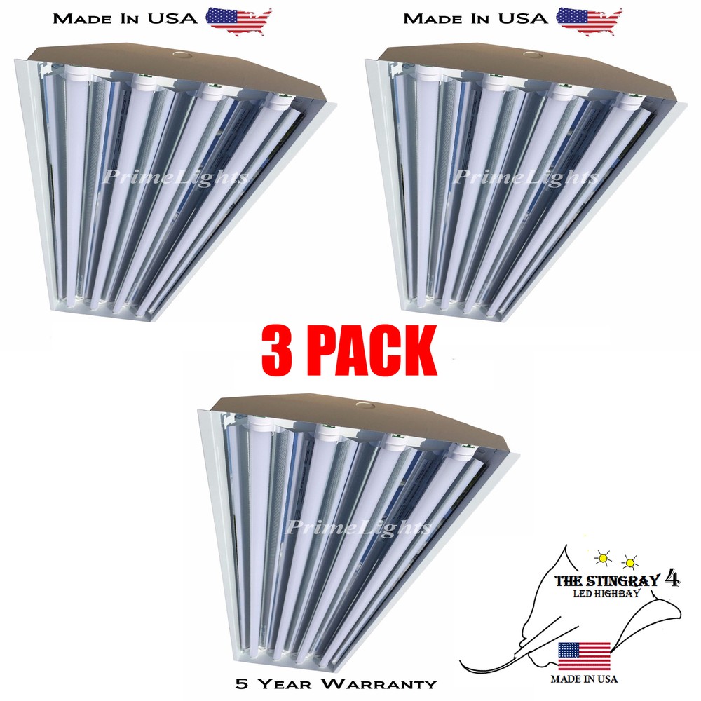4 Lamp T8 LED High Bay 88Watt – Warehouse, Shop, BRIGHT, Light (QTY 3)