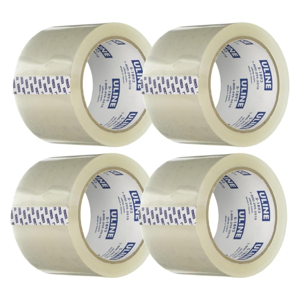 ULINE S-1893 Industrial Plus Tape – 2.6 Mil, 3″ x 55 yds, Clear (Pack of 4)