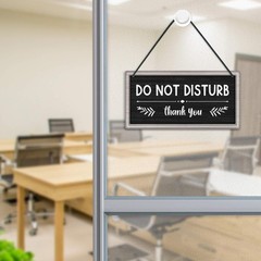 Grey Welcome Please Knock Office Door Signs PVC Do Not Disturb Hanger Plaque