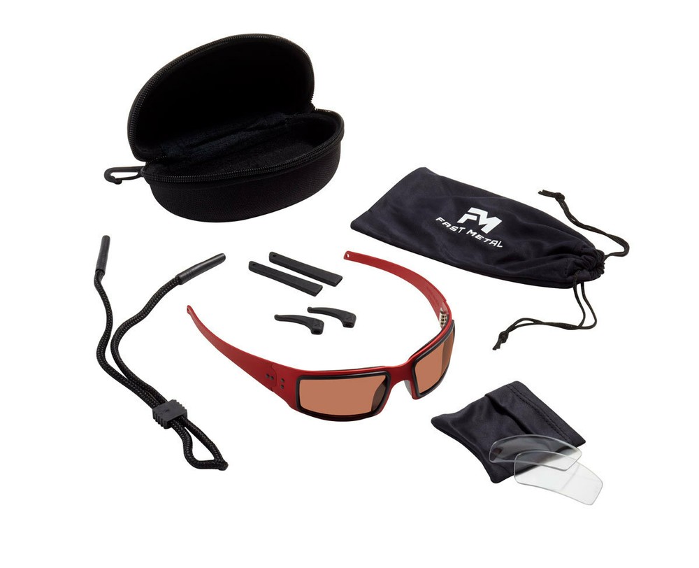 Fast Metal Speed Demon Safety/Sun Glasses Kit Red Foam Polarized & Clear Lens