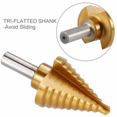 1/2” HEX SHANK 10 STEP DRILL BIT 1/4”- 1 3/8” HSS TITANIUM NITRIDE