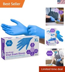 Blue Nitrile/Vinyl Blend Exam Gloves, Latex-Free & Hypoallergenic – Box of 100