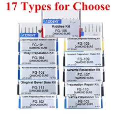 Dental Diamond Bur Drill Kit for High Speed Handpiece FG101-117 AZDENT