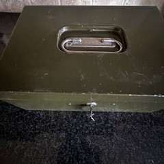 Vintage ASCO Art Steel Co Green Metal Lock Box New York USA vtg – WITH 2 KEYS