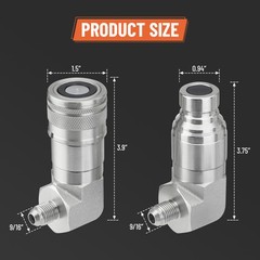 90 Degree Flat Face Skid Steer Hydraulic Quick Connect Coupler Set 3/8″ JIC Male
