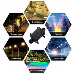 3x Outdoor IP68 Waterproof Junction Box 2-Way 6-11mm Wire Range Cable Connector